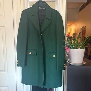 Zara Emerald Coat with Gold Accents